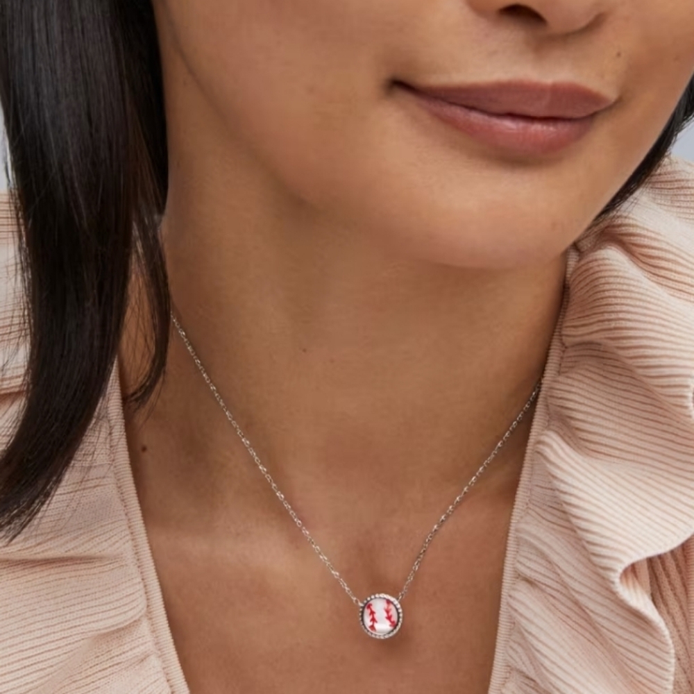 Kendra Scott Baseball Silver Short Pendant Necklace - Picture 2 of 7